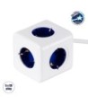 GloboStar® TRAVEL PowerCube PRO Certified 79646 Πολύπριζο 5 Θέσεων με 1.5m Kαλώδιο - 5 Πρίζες Ασφαλείας Childproof EU Schuko AC 220-240V Μ7.5 x Π11.5 x Υ7.5 - Λευκό με Μπλε - Max Load 3680W-16A